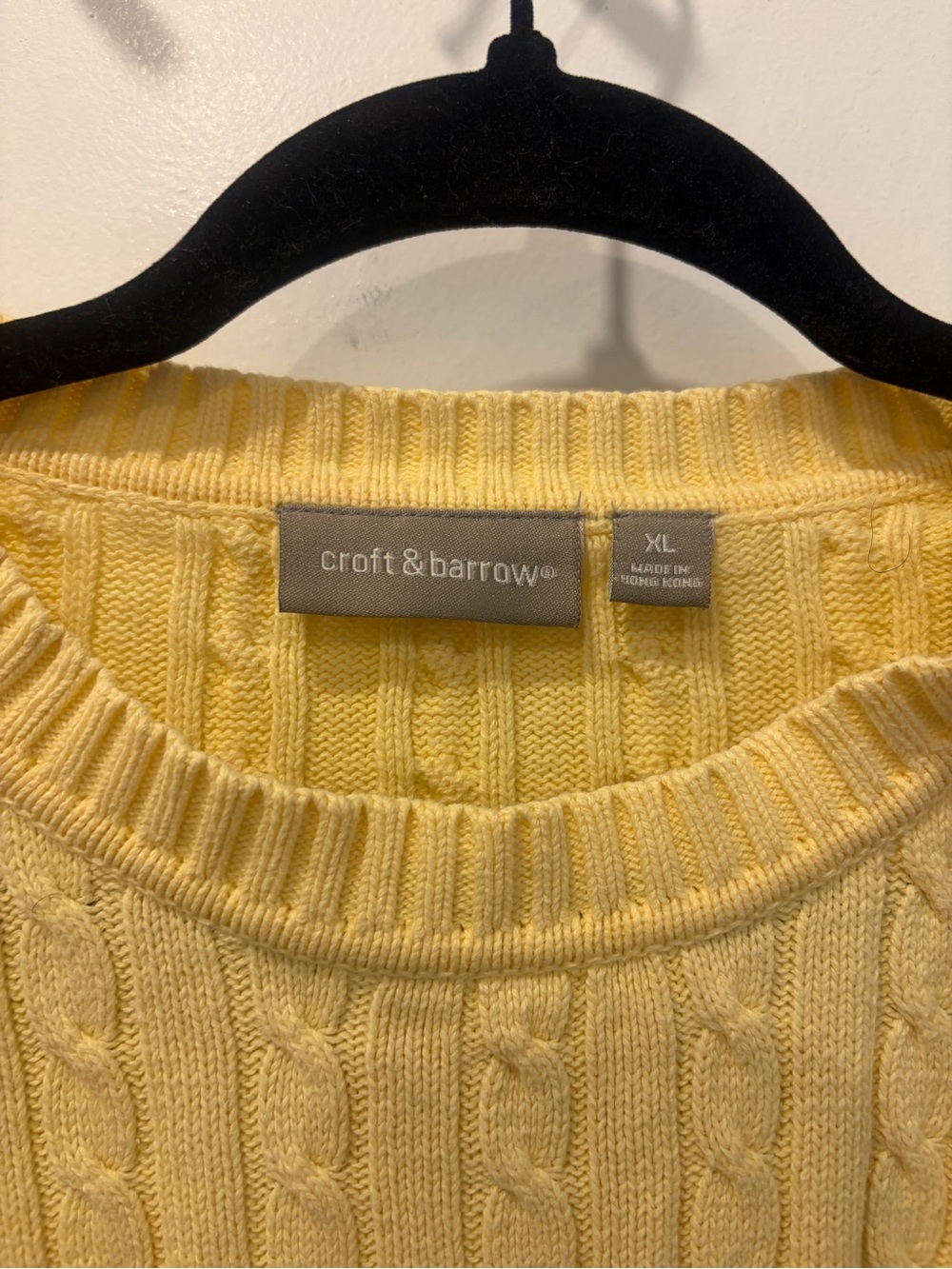 Butter Yellow Cable-Knit Crewneck Sweater - Picture 3 of 14